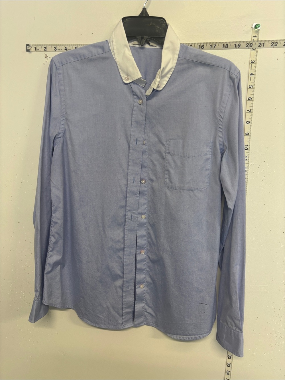 Coach Men's Light Blue Dress Shirt with White Contrast Collar